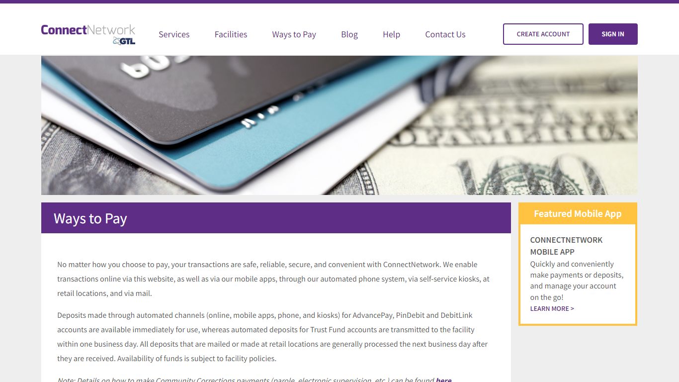 Ways to Pay Deposits and Payments | ConnectNetwork